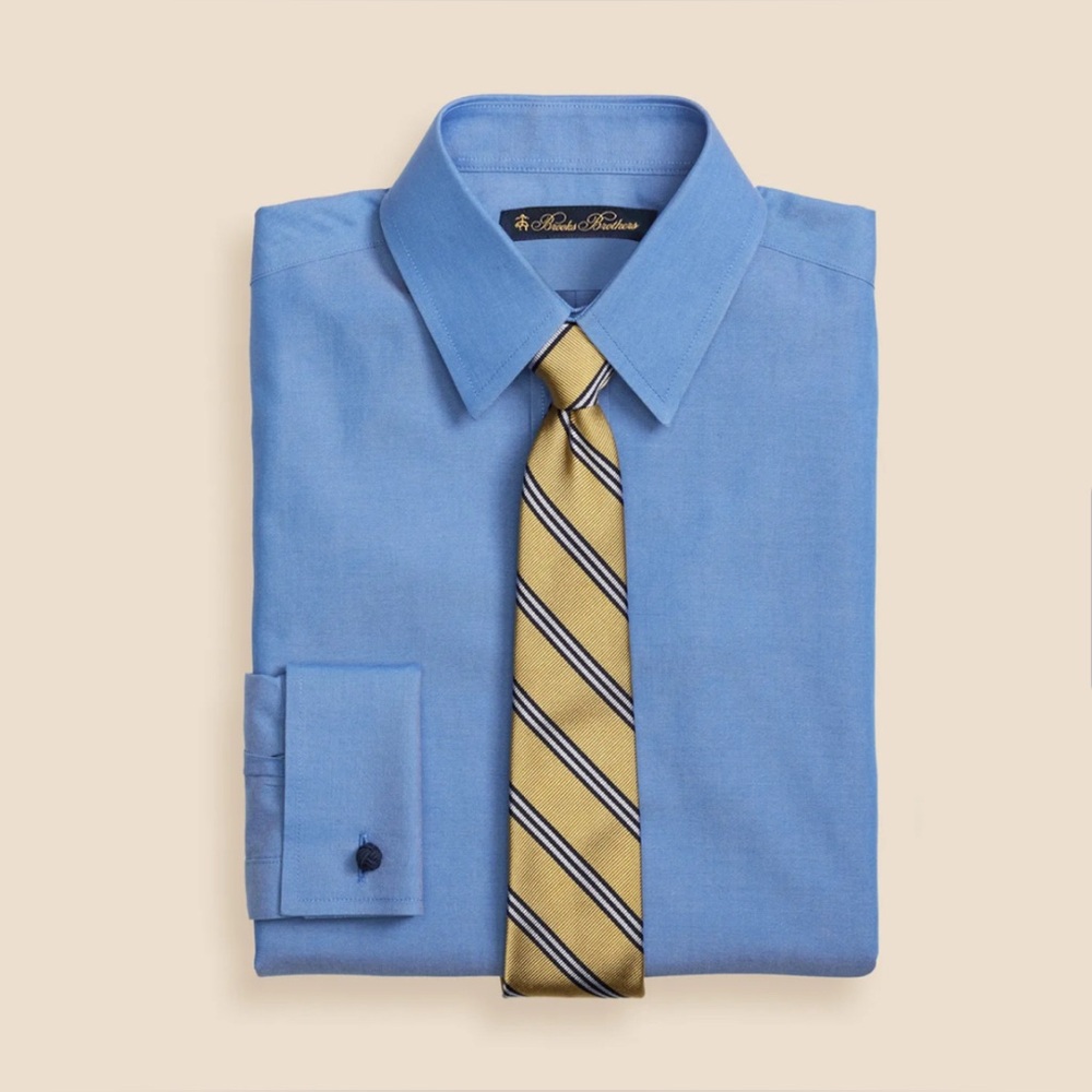 Brooks Brothers Boys Non-Iron Supima Pinpoint Cotton French Cuff Dress Shirt 6&8
